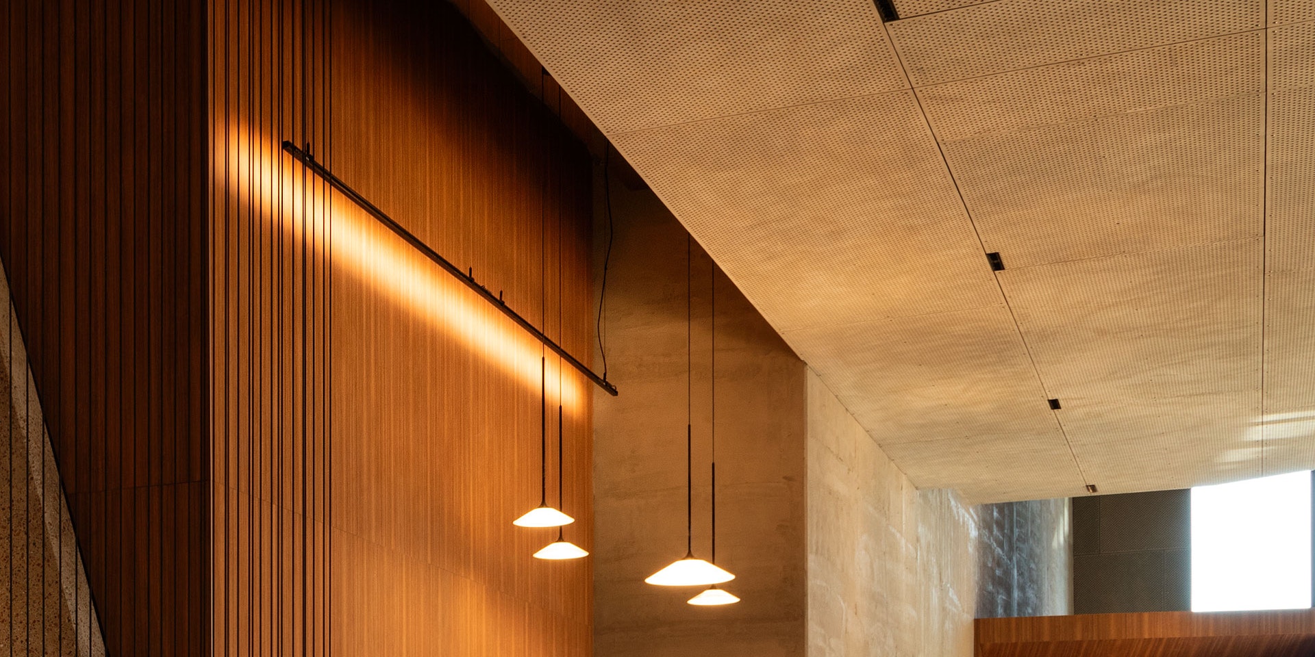 Forma compact, low-voltage LED Luminaire in application, installed in the Melbourne Conservatorium of Music. 
