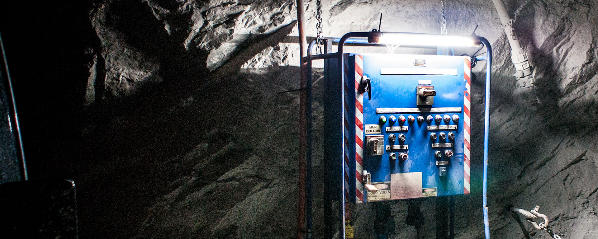 AC2 Mining Lead Light in application, installed in an underground mine