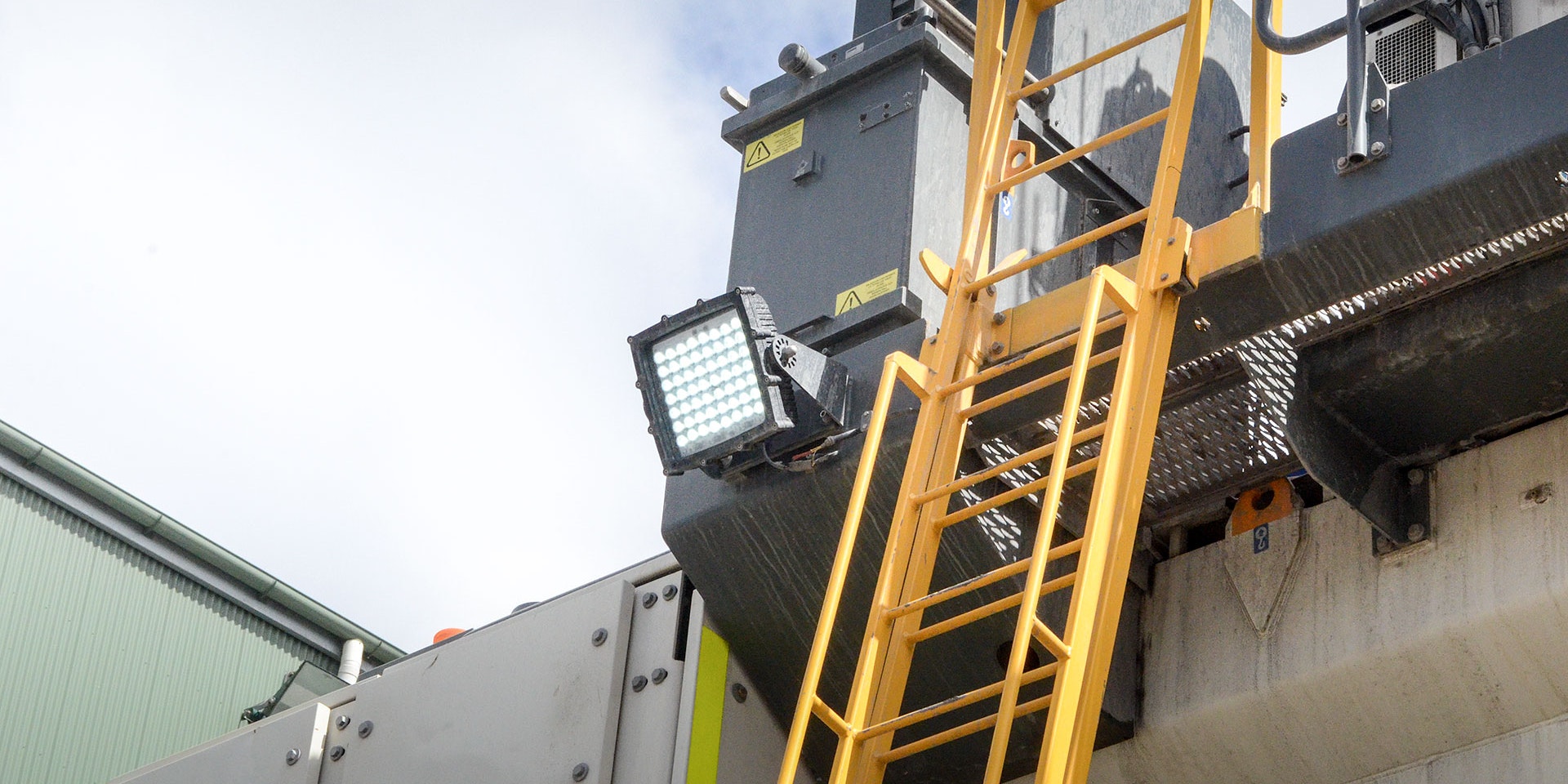 CP56 LED Flood Light in application, installed on a 996 liebherr excavator on an industrial / mine site