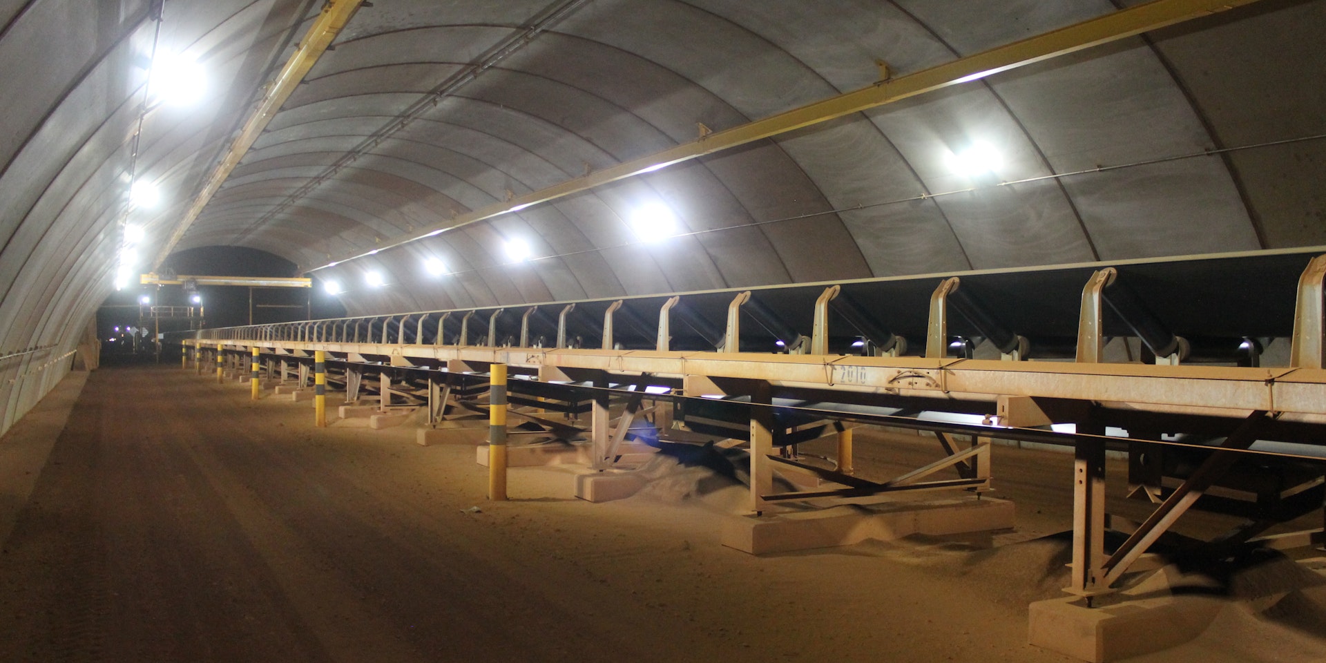 ExTNR LED Conveyor/Area light in application, installed in an industrial tunnel