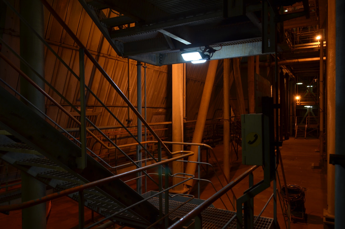 Tunnel Ray LED Tunnel / Low Profile Light in application, installed on a stairwell on a  power station